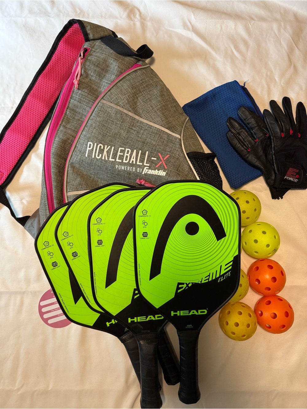 HEAD Extreme Elite Pickleball Set 4 Paddles Franklin Bag Balls Gloves